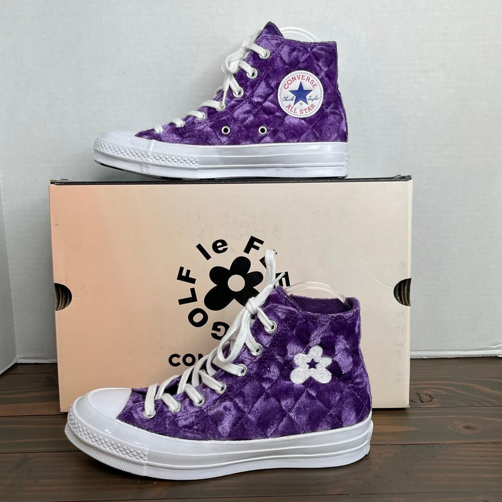 Converse Golf Le Fleur Chuck 70 Hi Quilted Velvet Purple NIB Mens 5.5 Womens 7.5